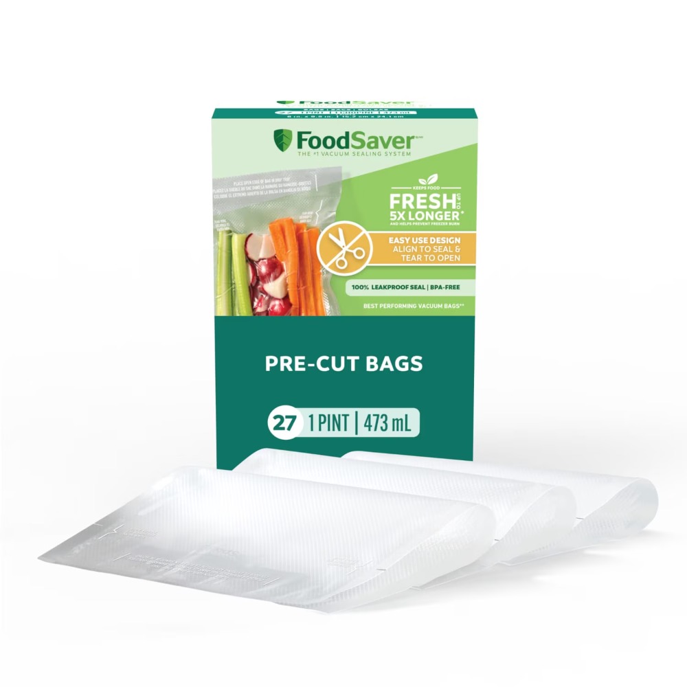 Meal Prep Vacuum Seal - FoodSaver Pint Vacuümzakken, 27 stuks voorgesneden