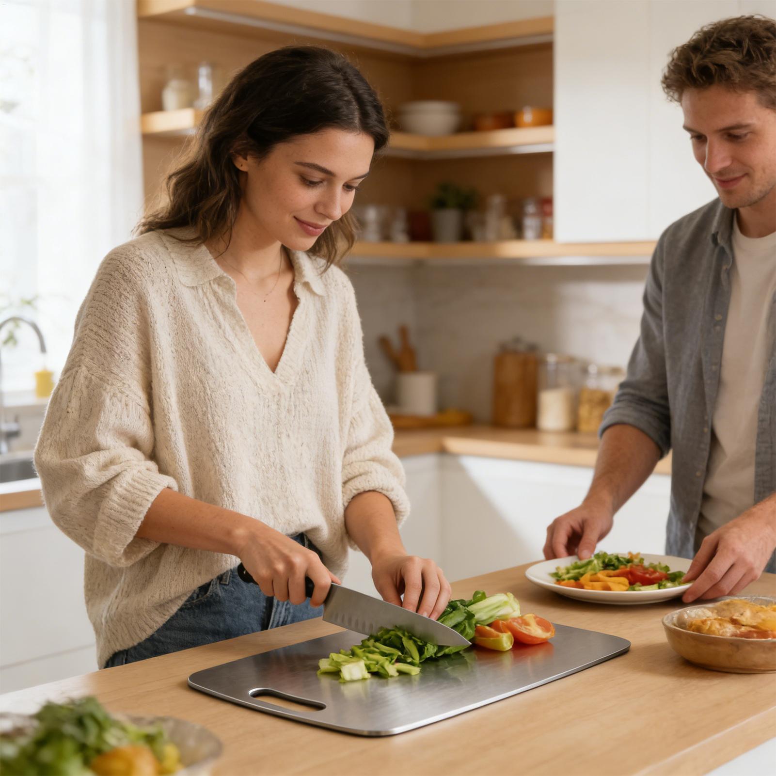 Meal Prep For Cutting - Roestvrijstalen snijplank Dubbelzijdig keukengadget Dubbelzijdige snijplank