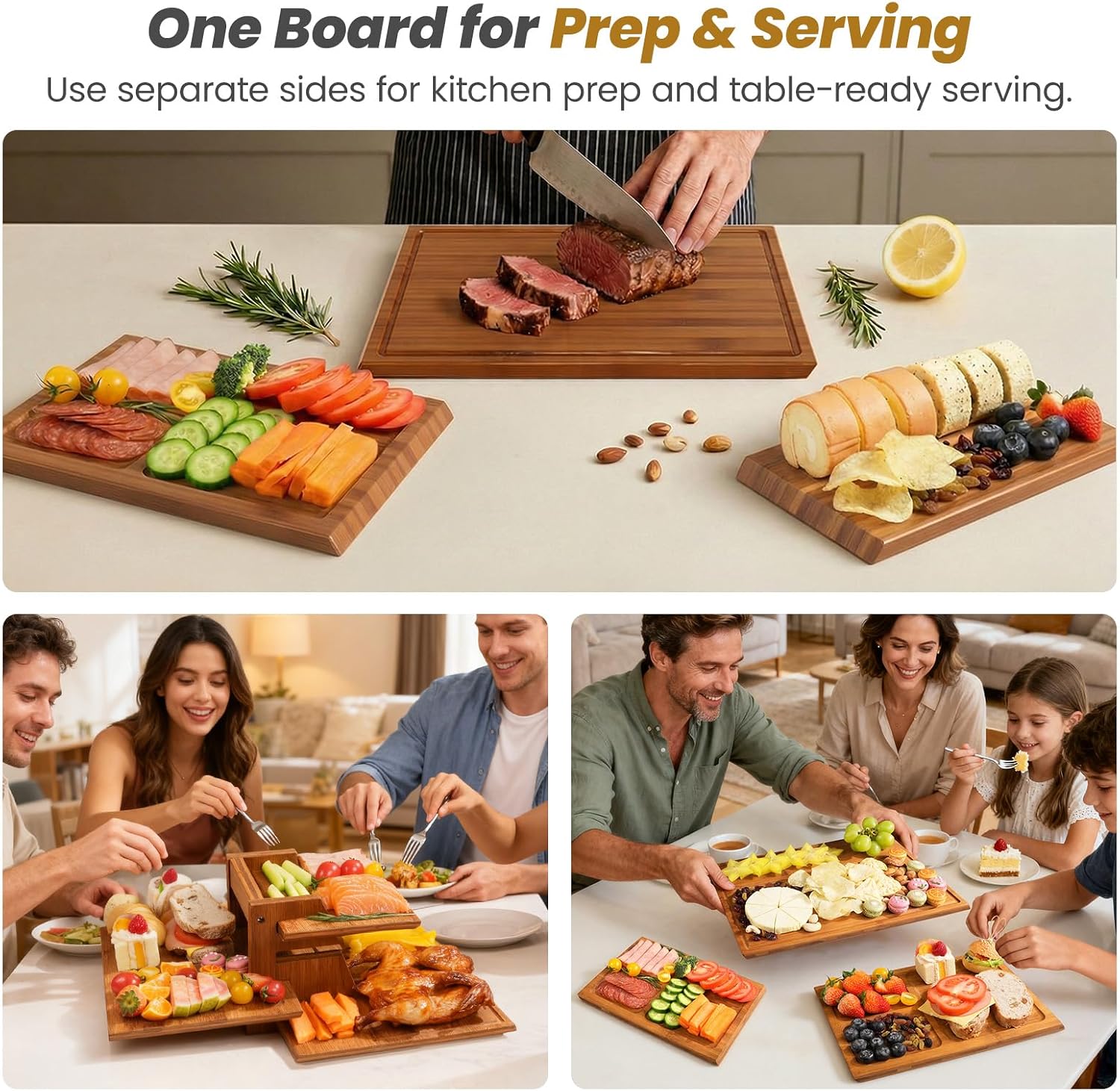 Bamboe snijplankset met standa - Meal Prep For Cutting recensie en prijs