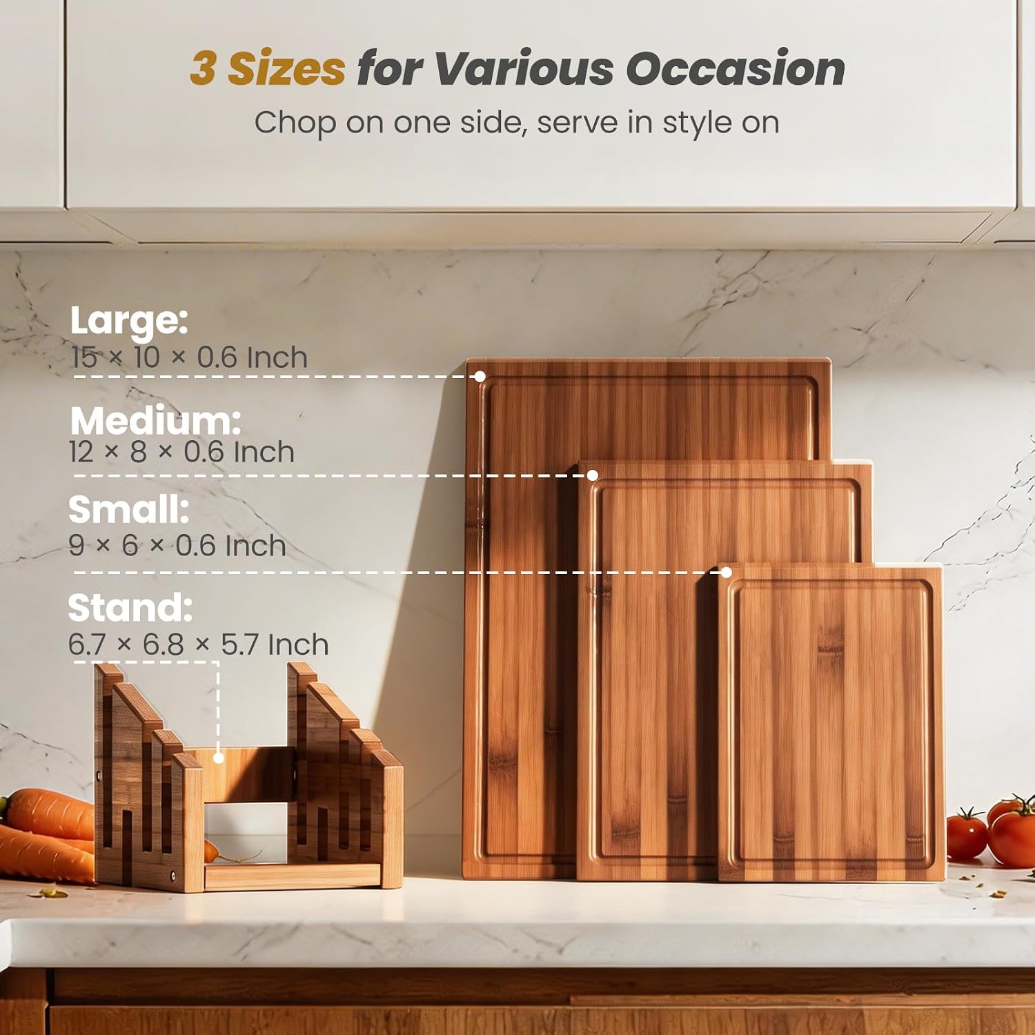 Bamboe snijplankset met standa - Meal Prep For Cutting recensie en prijs
