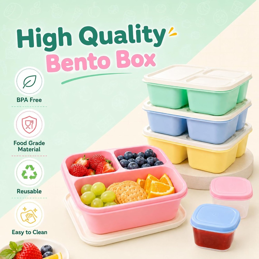3-delige Bento Box Snackcontai - Meal Prep Healthy Lunch recensie en prijs